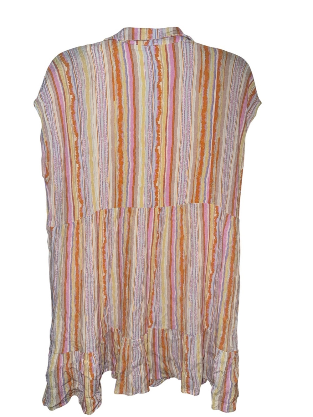 Karlie Pastel Stripe Tiered Shift Dress Boho Resort Midi Dress Size Small - Picture 3 of 7